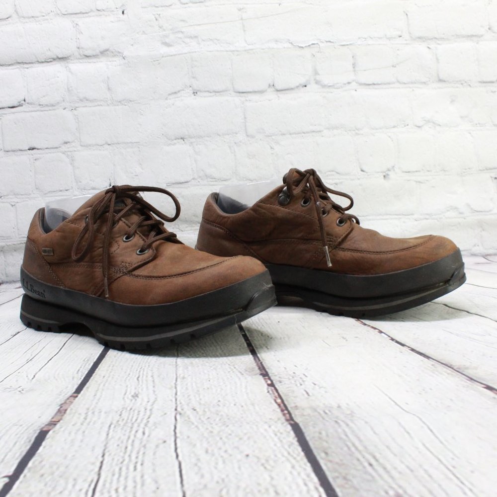 LL Bean Brown Leather Lace Up Vibram Sole Oxford Shoes Size 10 M - Picture 3 of 9
